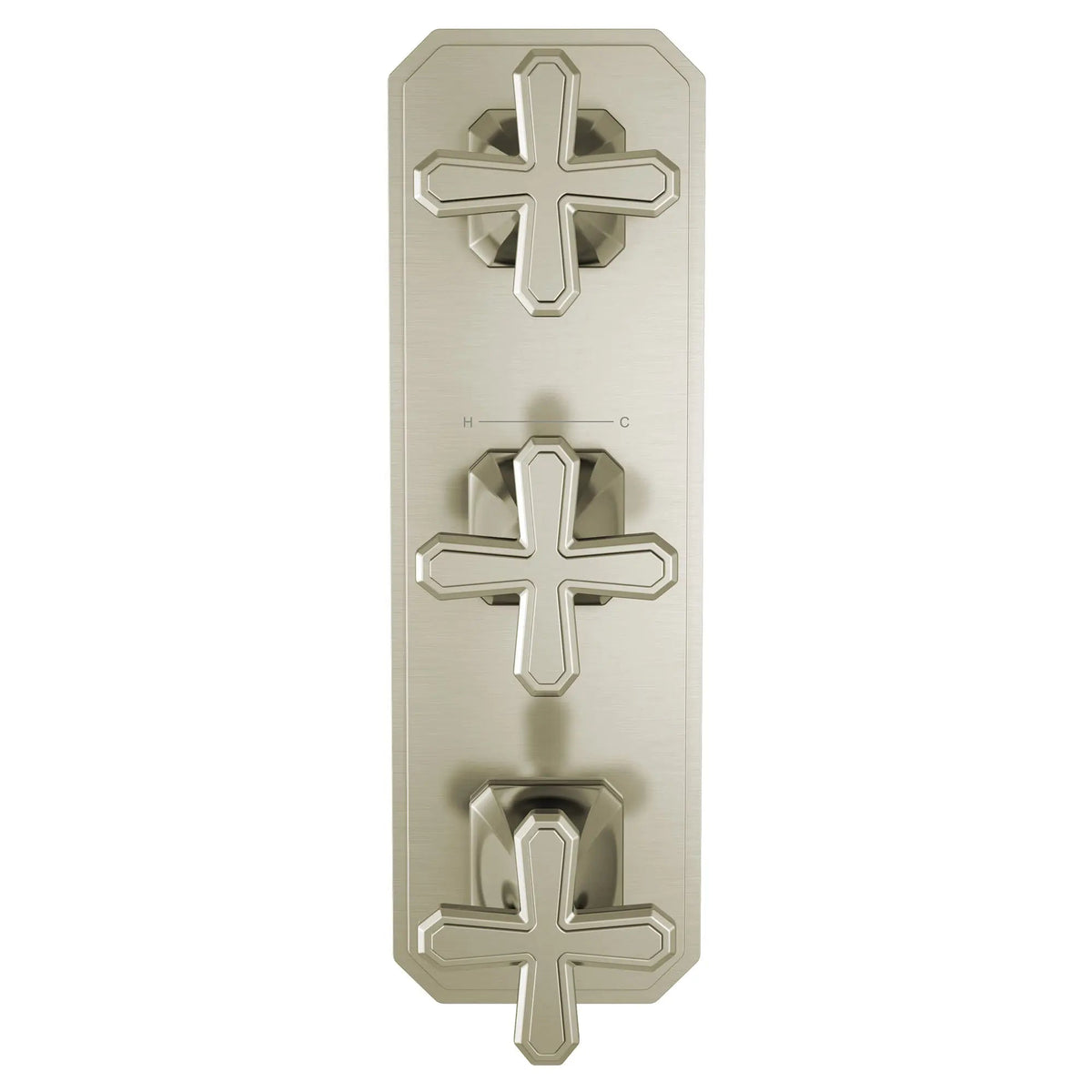 DXV Belshire 3-Handle Thermostatic Valve Trim Only with Cross Handles in Brushed Nickel (D35170538.144)