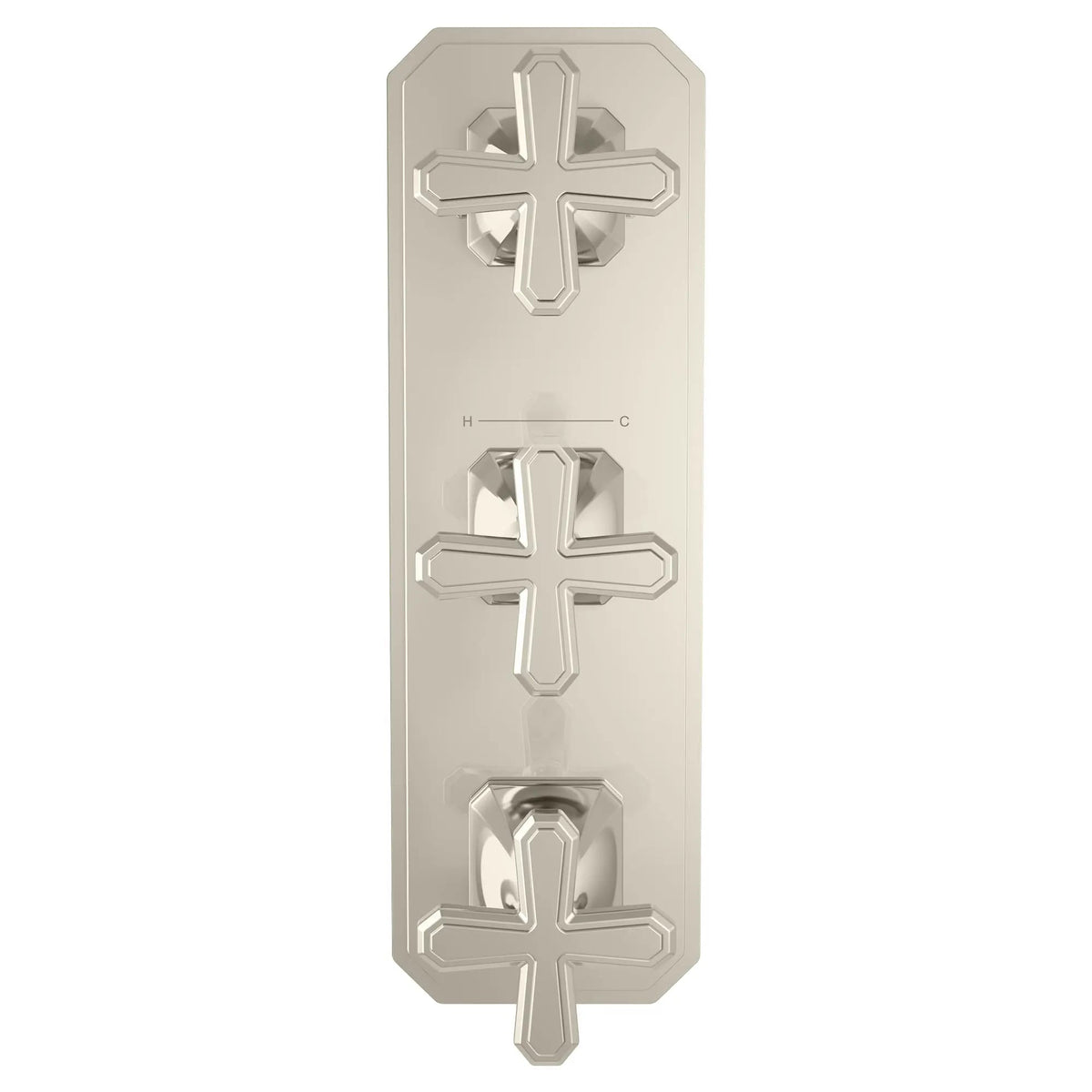 DXV Belshire 3-Handle Thermostatic Valve Trim Only with Cross Handles in Platinum Nickel (D35170538.150)