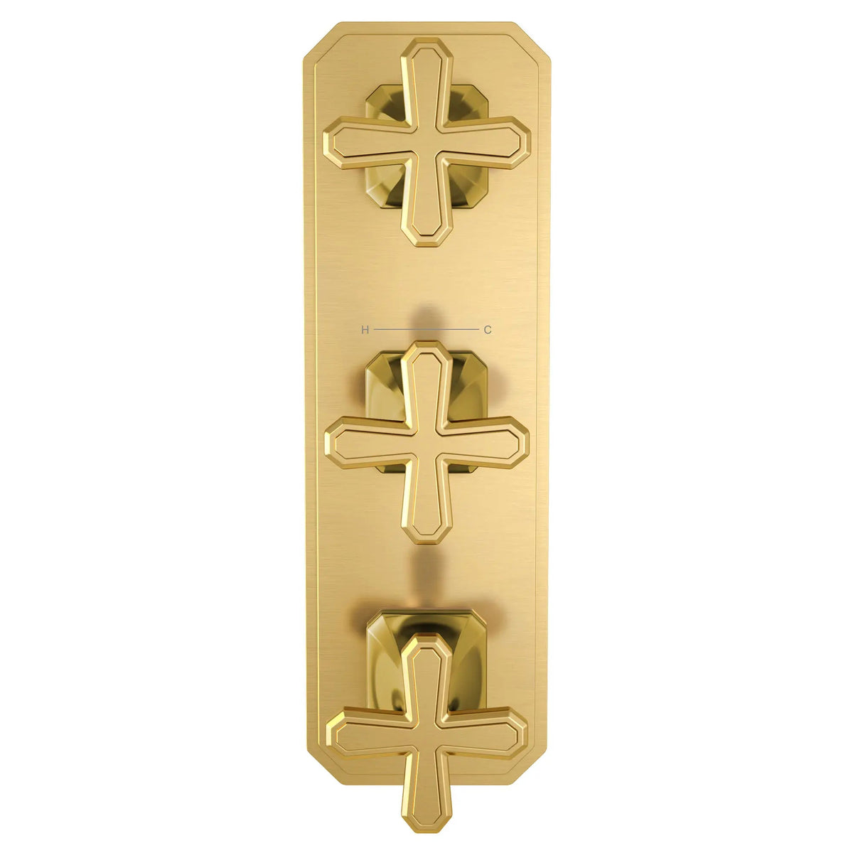 DXV Belshire 3-Handle Thermostatic Valve Trim Only with Cross Handles in Satin Brass (D35170538.427)
