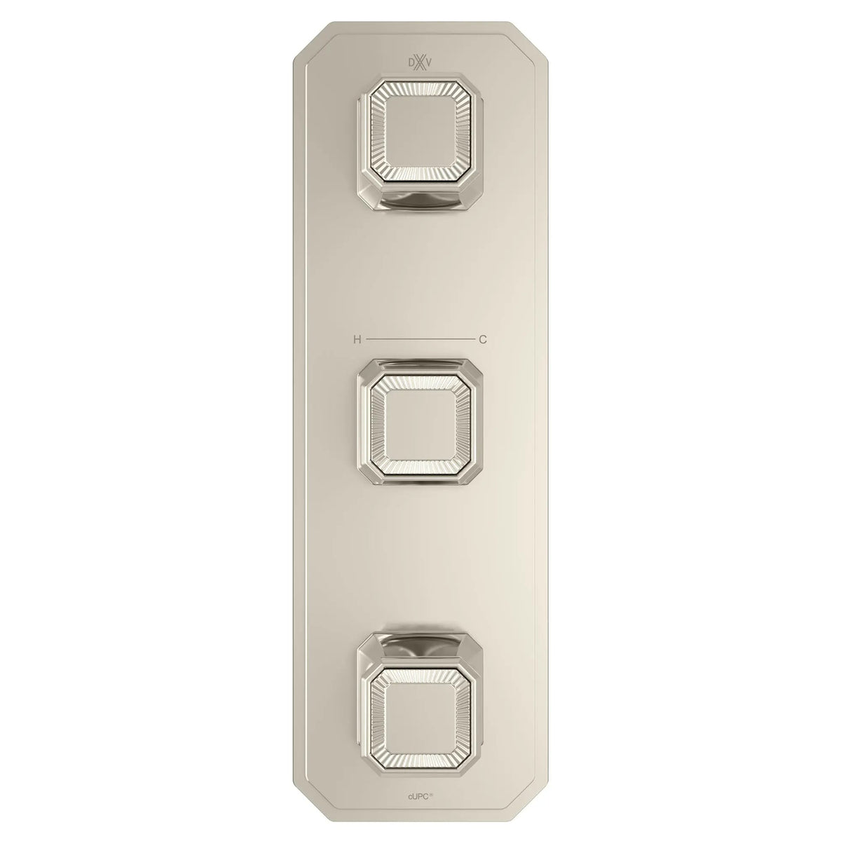 DXV Belshire 3-Handle Thermostatic Valve Trim Only with Cushion Handles in Platinum Nickel (D35170539.150)