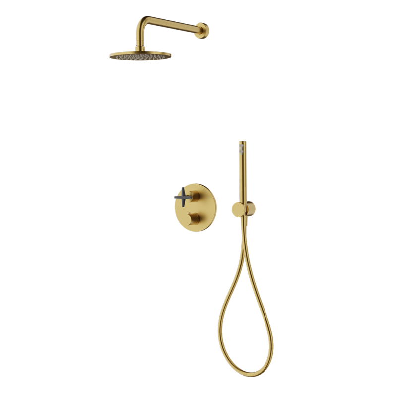 Rubi Lexa 1/2" Thermostatic Shower Set with 8" Shower Head and 16" Horizontal Arm RLX2A40-13N