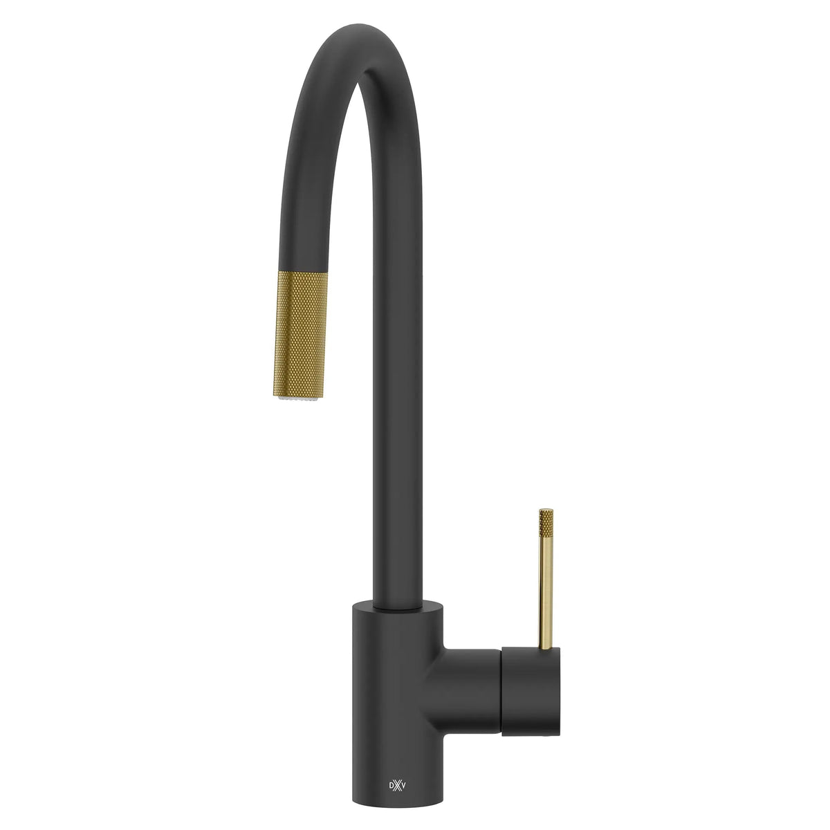DXV Etre Single Handle Pull-Down Kitchen Faucet with Lever Handle in Matte Black/Satin Brass (D35404300.249)