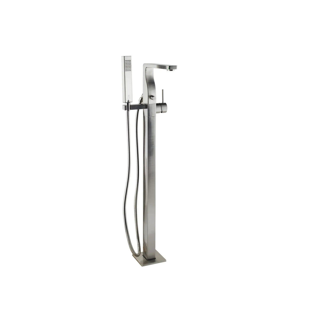 DXV Equility Square Floor Mount Bathtub Filler with Hand Shower and Lever Handle in Brushed Nickel (D3590090C.144)