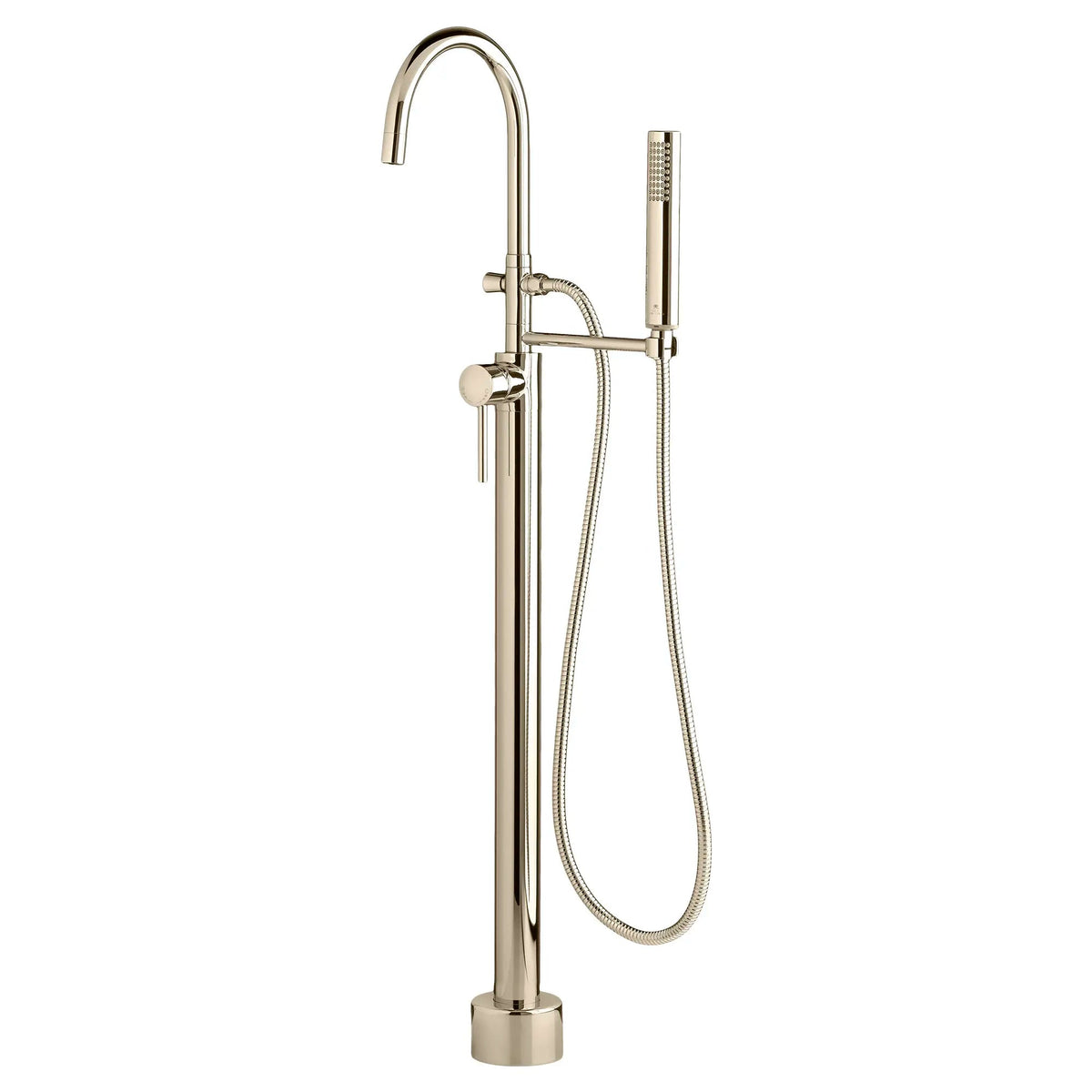 DXV Equility Round Floor Mount Bathtub Filler with Hand Shower and Lever Handle in Platinum Nickel (D3590197C.150)