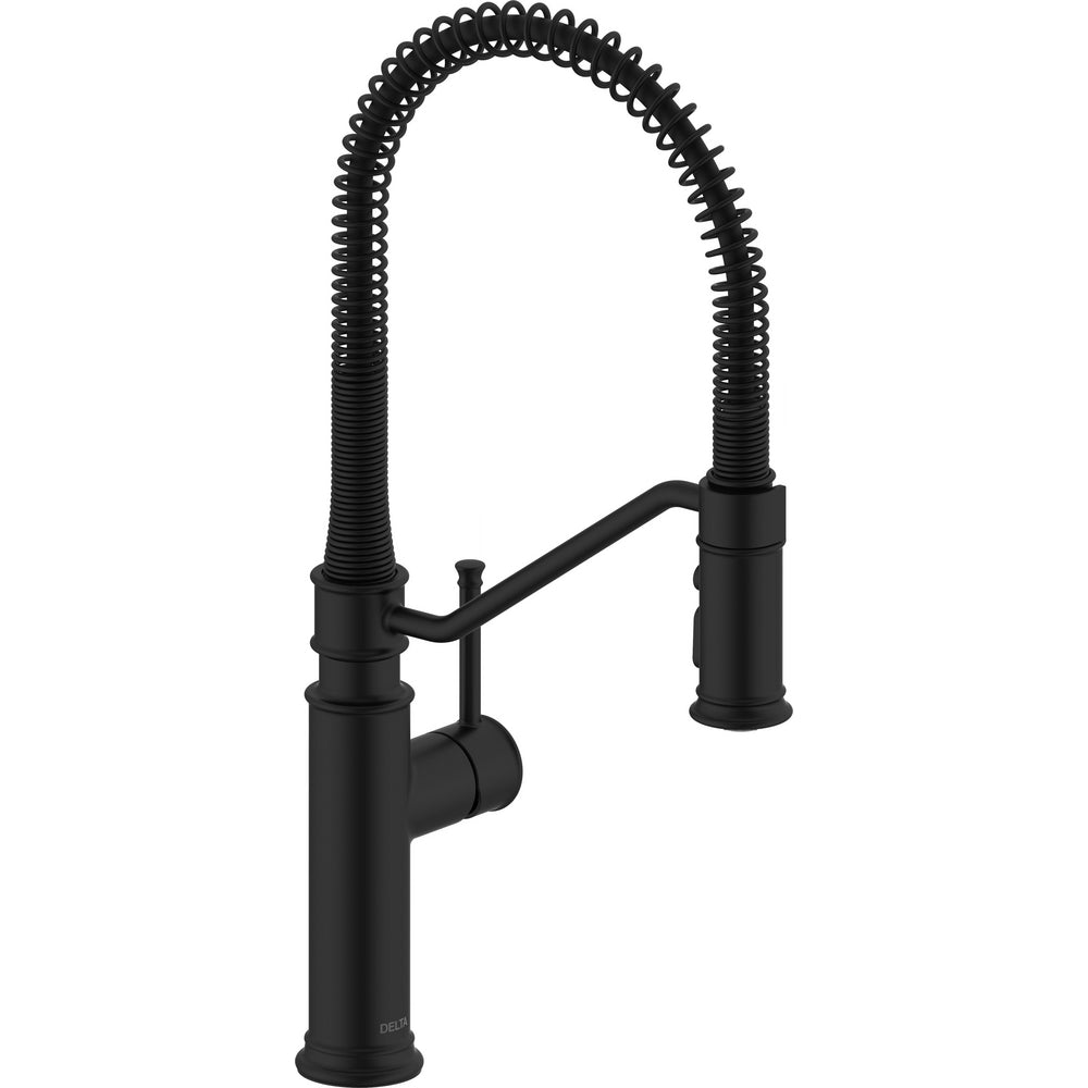 Delta Prodeco Pulldown Industrial Spring Kitchen Faucet - Matte Black