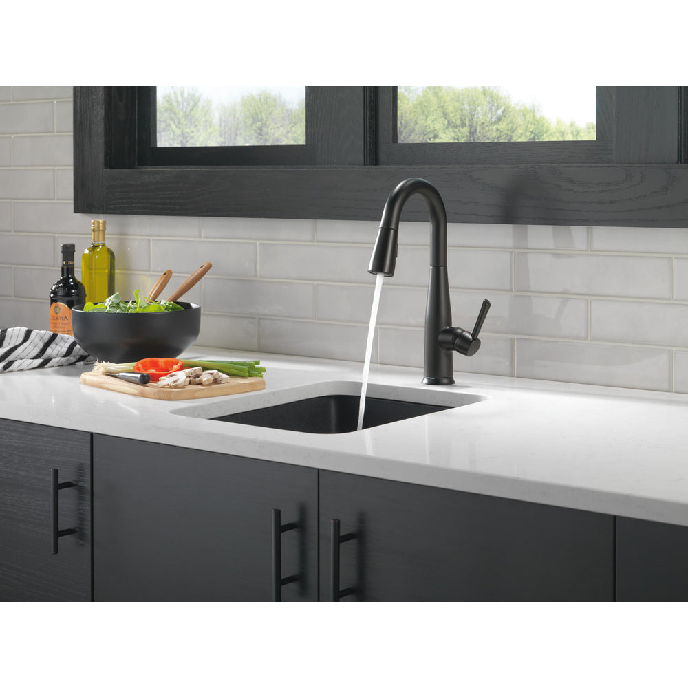 Delta Essa Single Handle Pull-Down Bar/Prep Faucet - Matte Black
