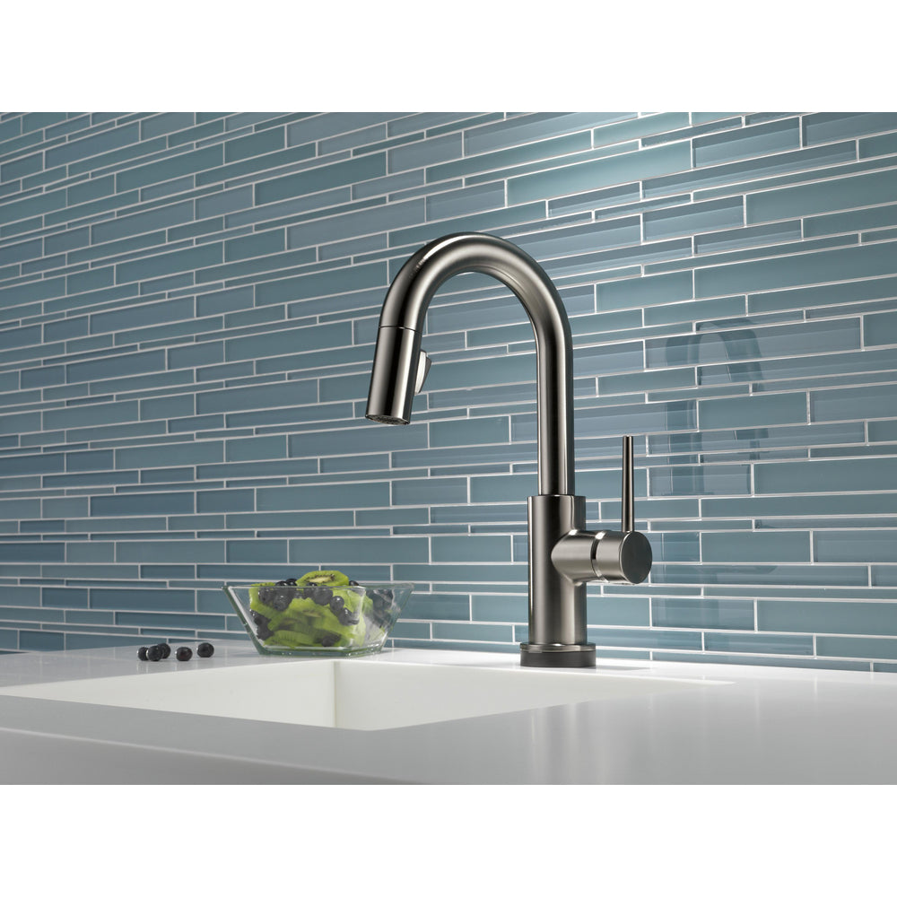 Delta Trinsic Pull-Down Bar/Prep Faucet With T2O - Black Stainless