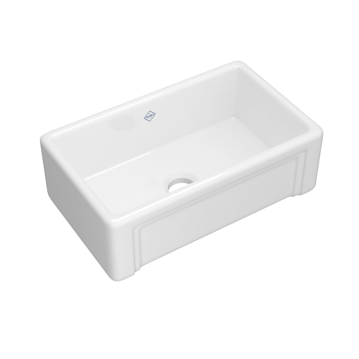 Shaws Egerton 30" Single Bowl Farmhouse Apron Front Fireclay Kitchen Sink RC3017 - White