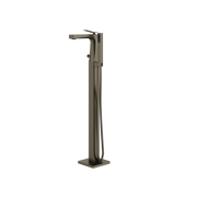 Aquabrass Chicane Floormount Tub Filler with Handshower 19N85 in brushed black chrome