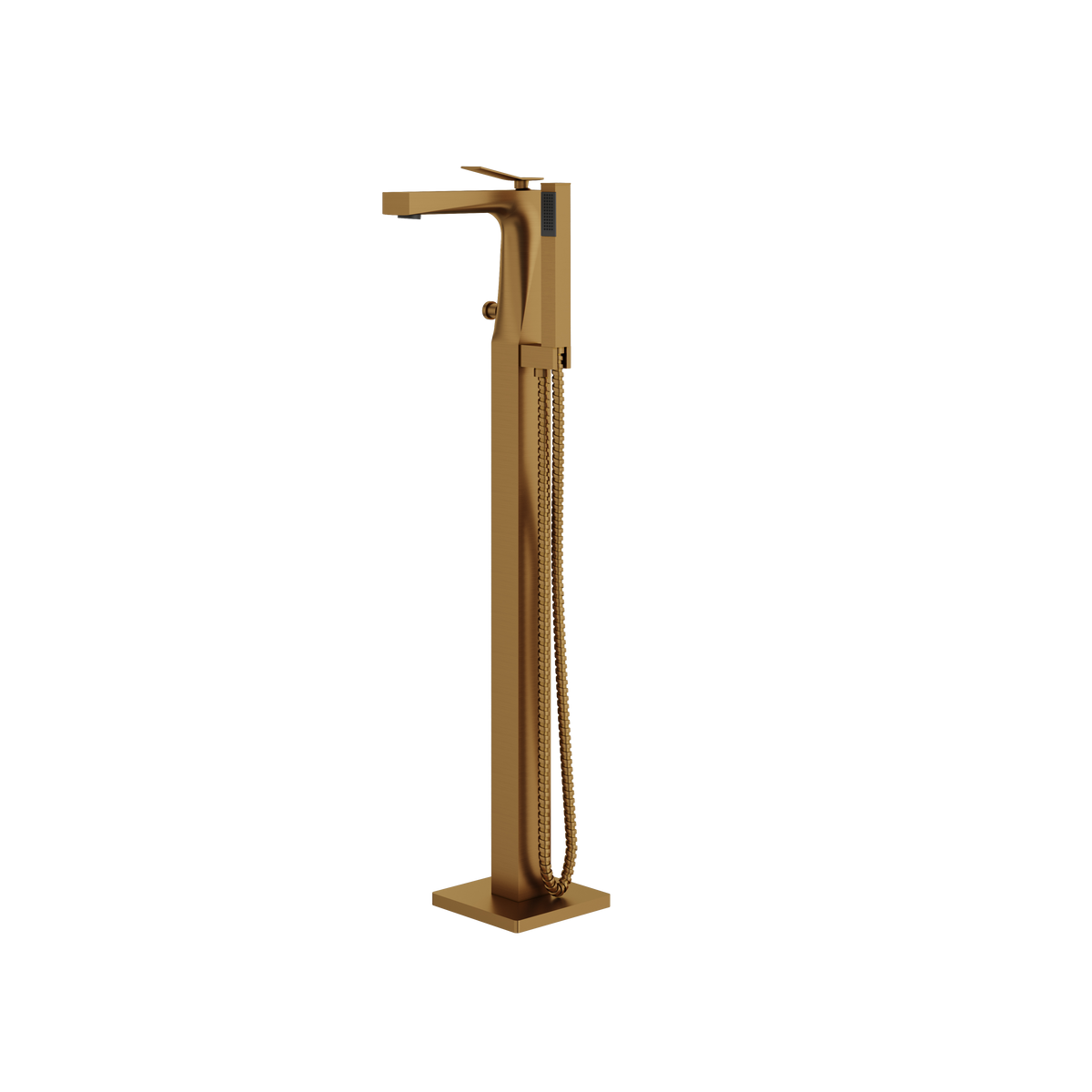 Aquabrass Chicane Floormount Tub Filler with Handshower 19N85 in brushed gold