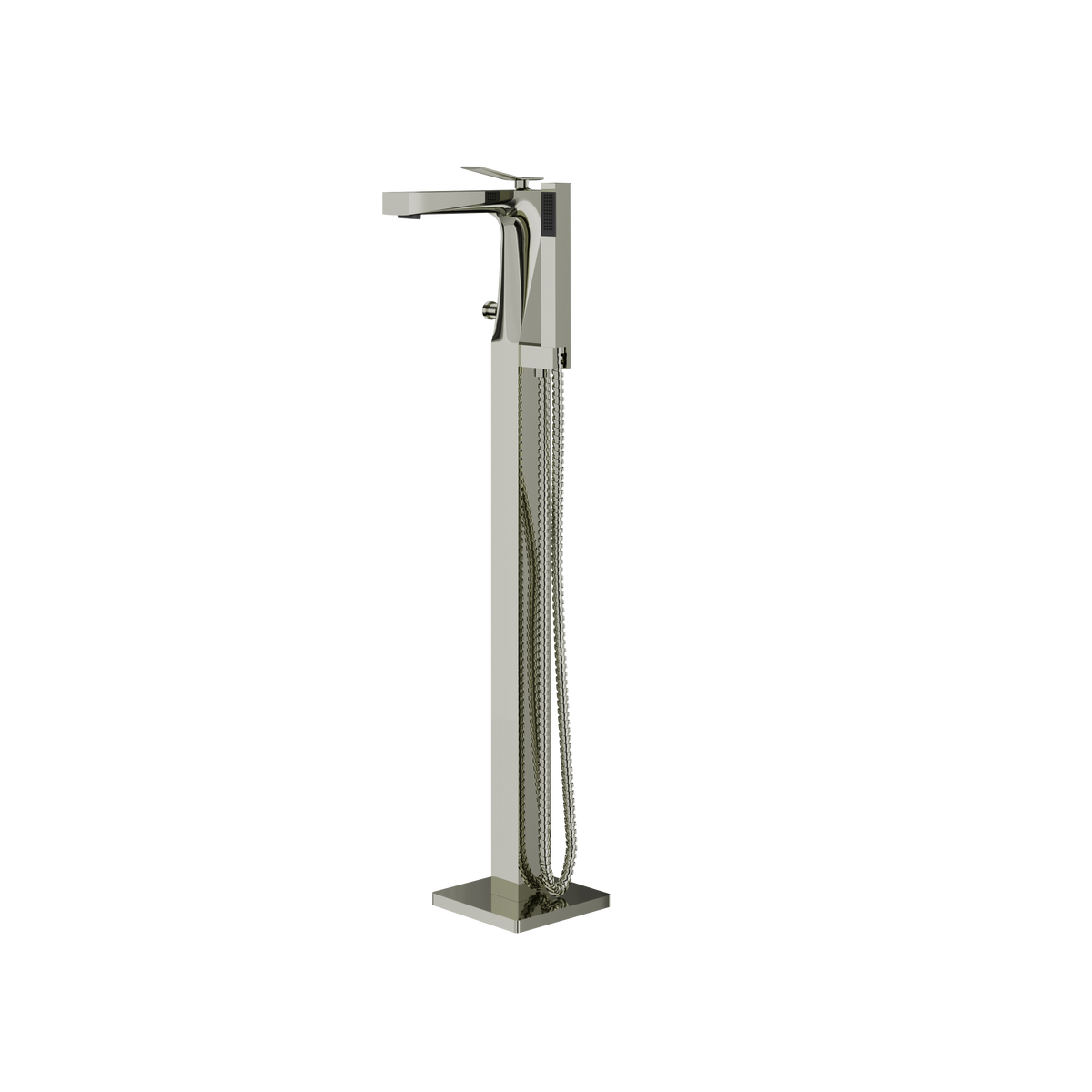 Aquabrass Chicane Floormount Tub Filler with Handshower 19N85 in polished nickel
