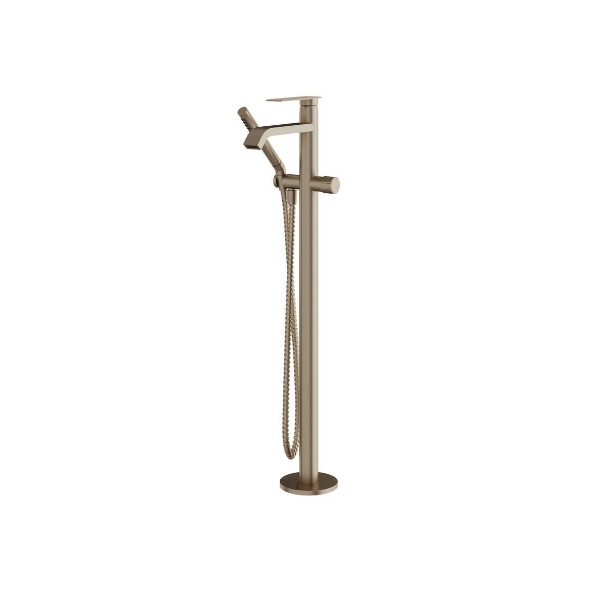 Aquabrass Tosca Floormount Tub Filler with Handshower 34085 in brushed nickel