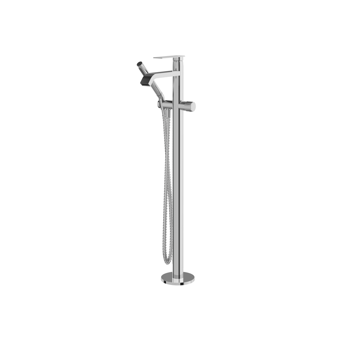 Aquabrass Tosca Floormount Tub Filler with Handshower 34085 in polished chrome
