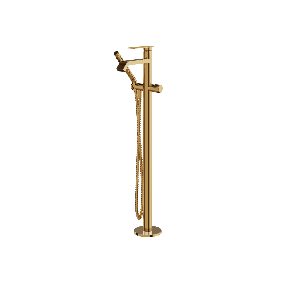 Aquabrass Tosca Floormount Tub Filler with Handshower 34085 in polished gold
