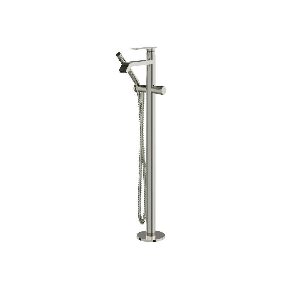Aquabrass Tosca Floormount Tub Filler with Handshower 34085 in polished nickel
