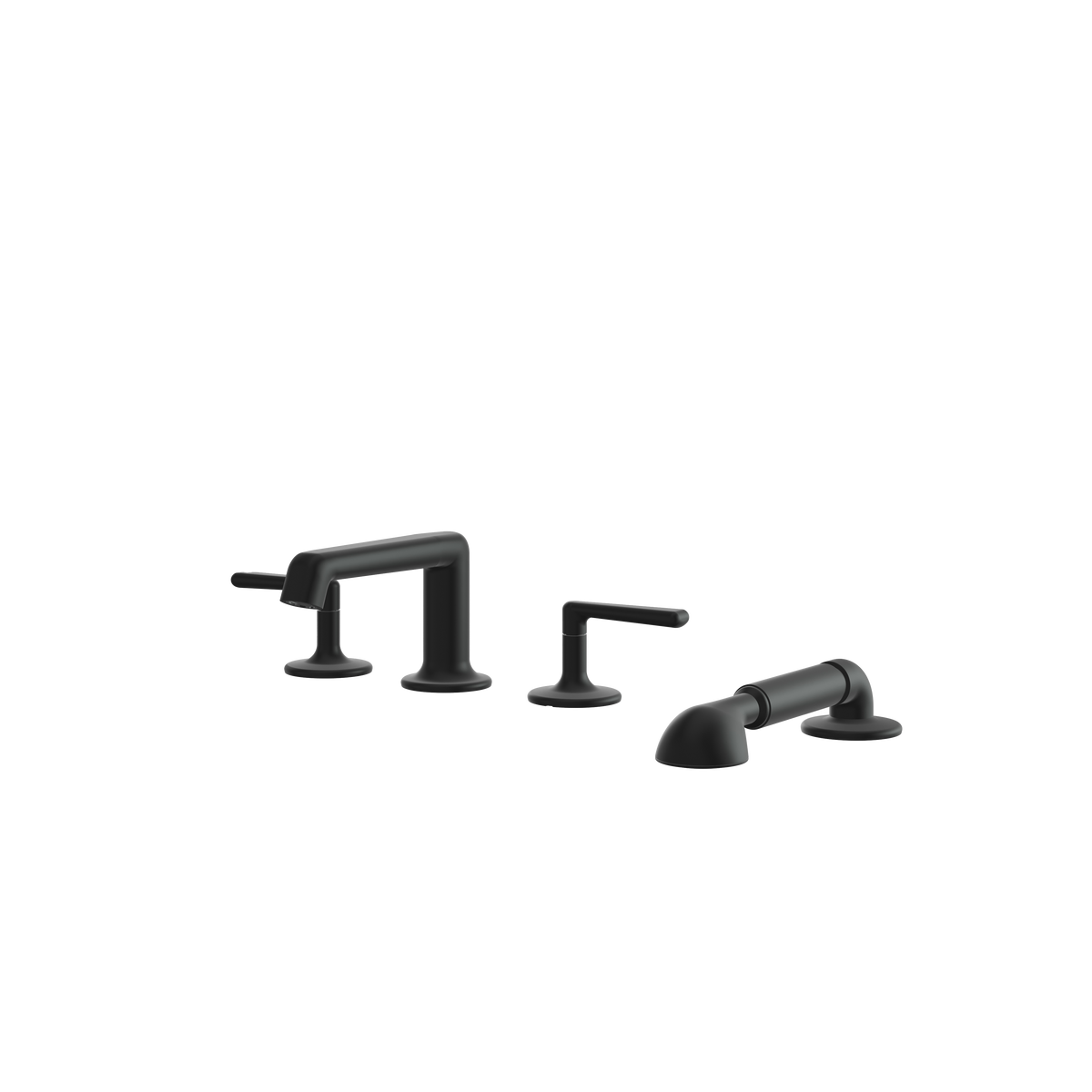 Aquabrass Forum 4-PIECE Deckmount Tub Filler with Handshower and 2 Mixers 42018 in black