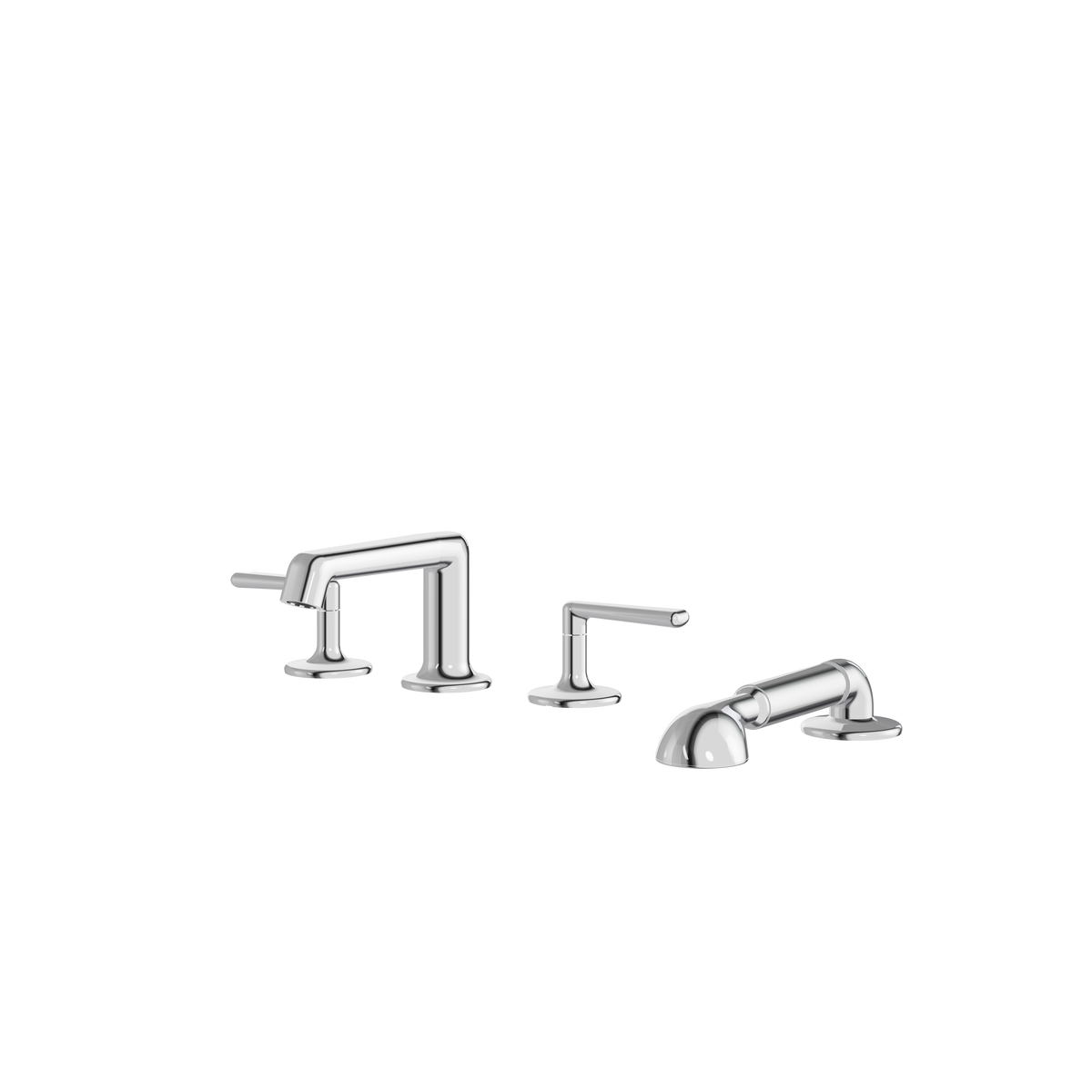 Aquabrass Forum 4-PIECE Deckmount Tub Filler with Handshower and 2 Mixers 42018 in polished chrome
