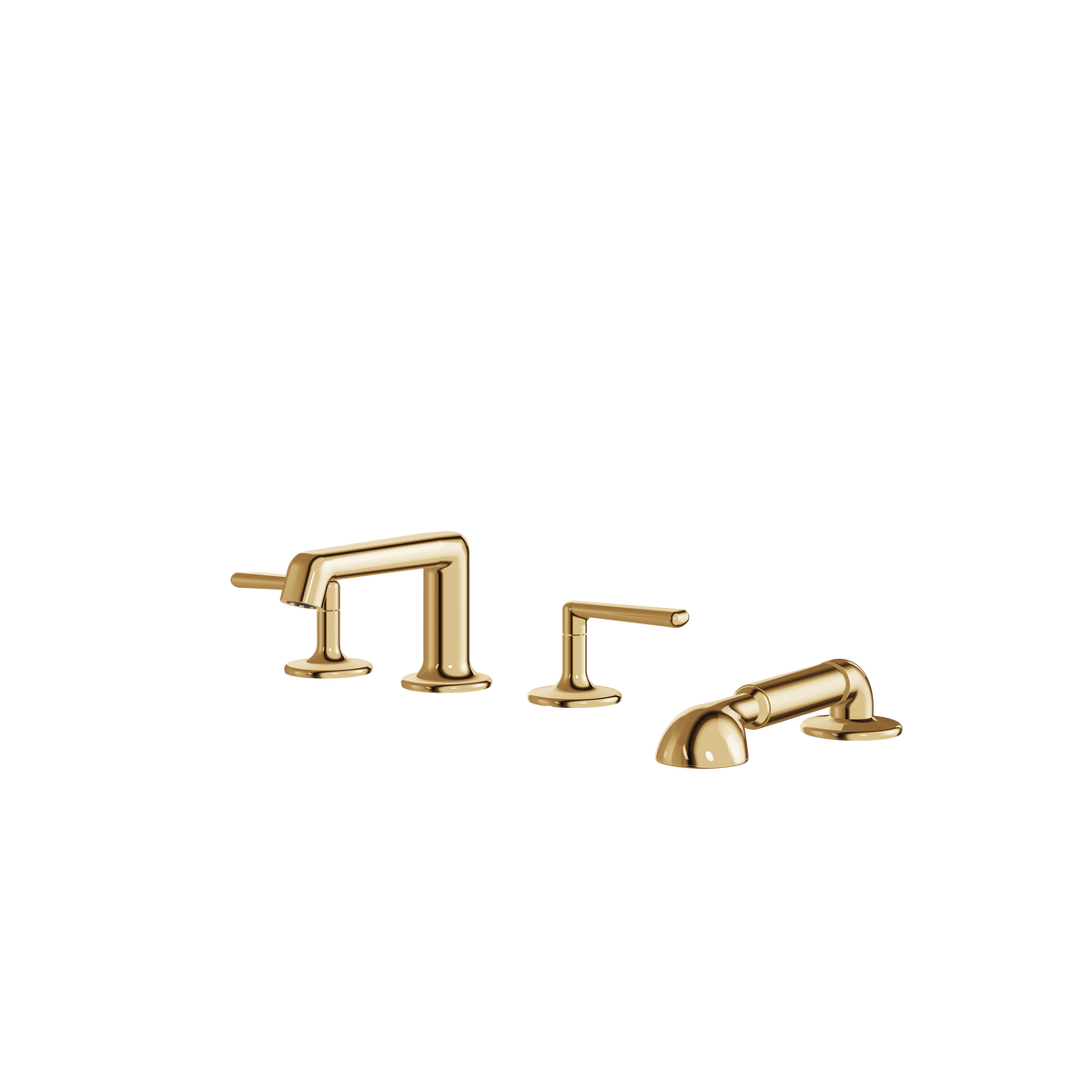 Aquabrass Forum 4-PIECE Deckmount Tub Filler with Handshower and 2 Mixers 42018 in polished gold