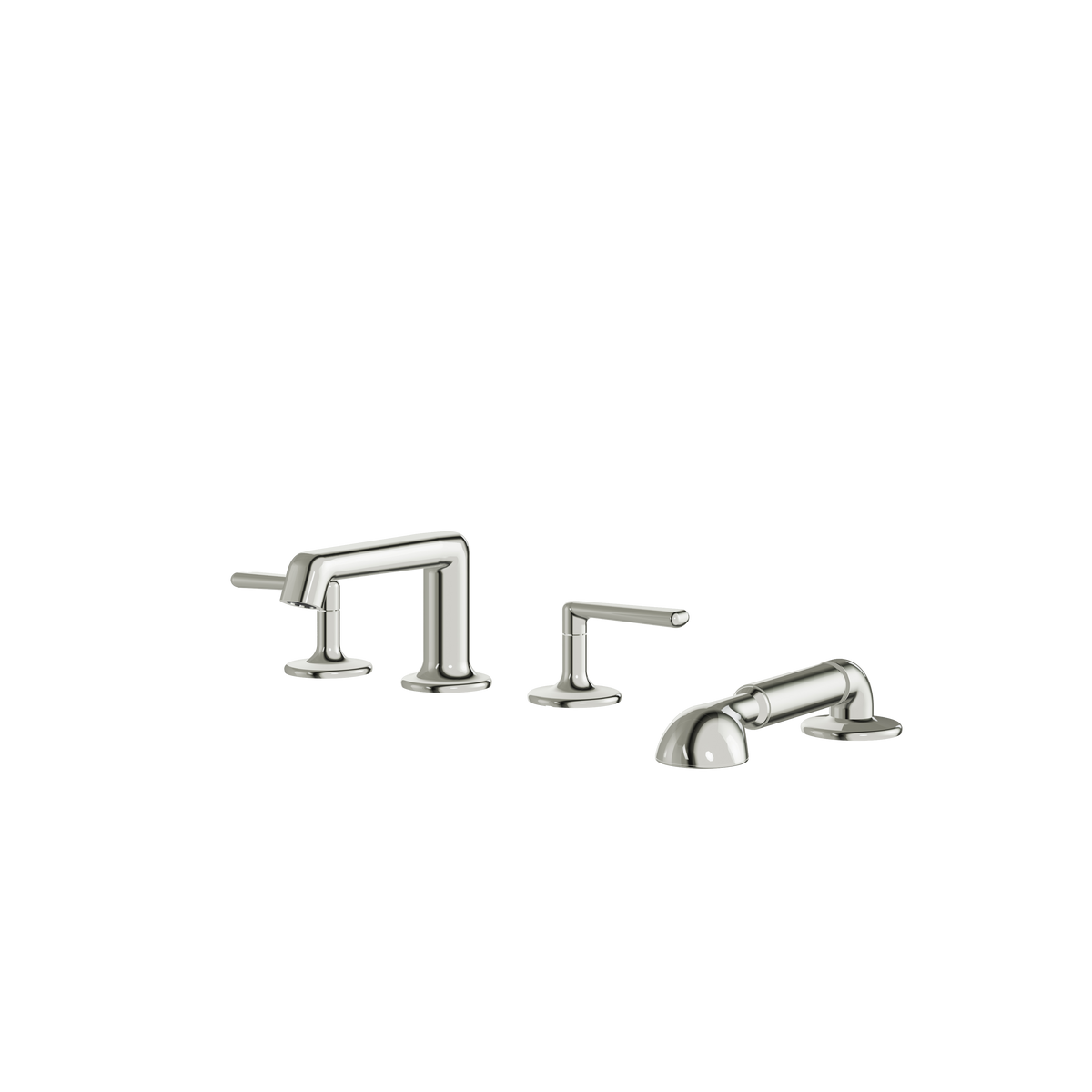 Aquabrass Forum 4-PIECE Deckmount Tub Filler with Handshower and 2 Mixers 42018 in polished nickel