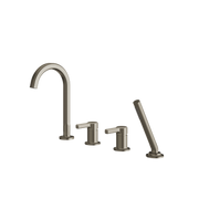 Aquabrass Ariston 4-PIECE Deckmount Tub Filler with Handshower and 2 Mixers 47017 in brushed black chrome