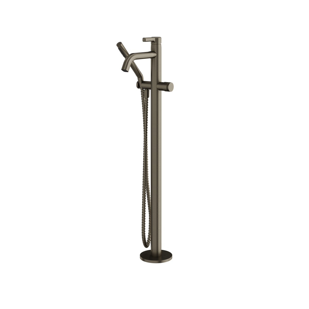Aquabrass Ariston Floormount Tub Filler with Handshower 47085 in brushed black chrome