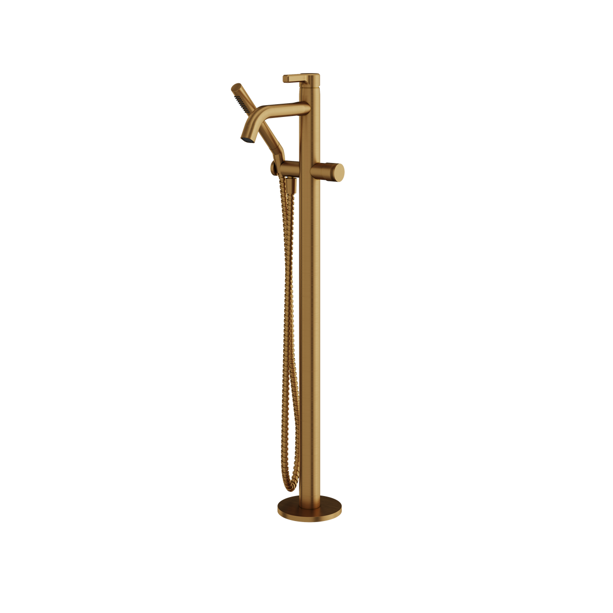 Aquabrass Ariston Floormount Tub Filler with Handshower 47085 in brushed gold