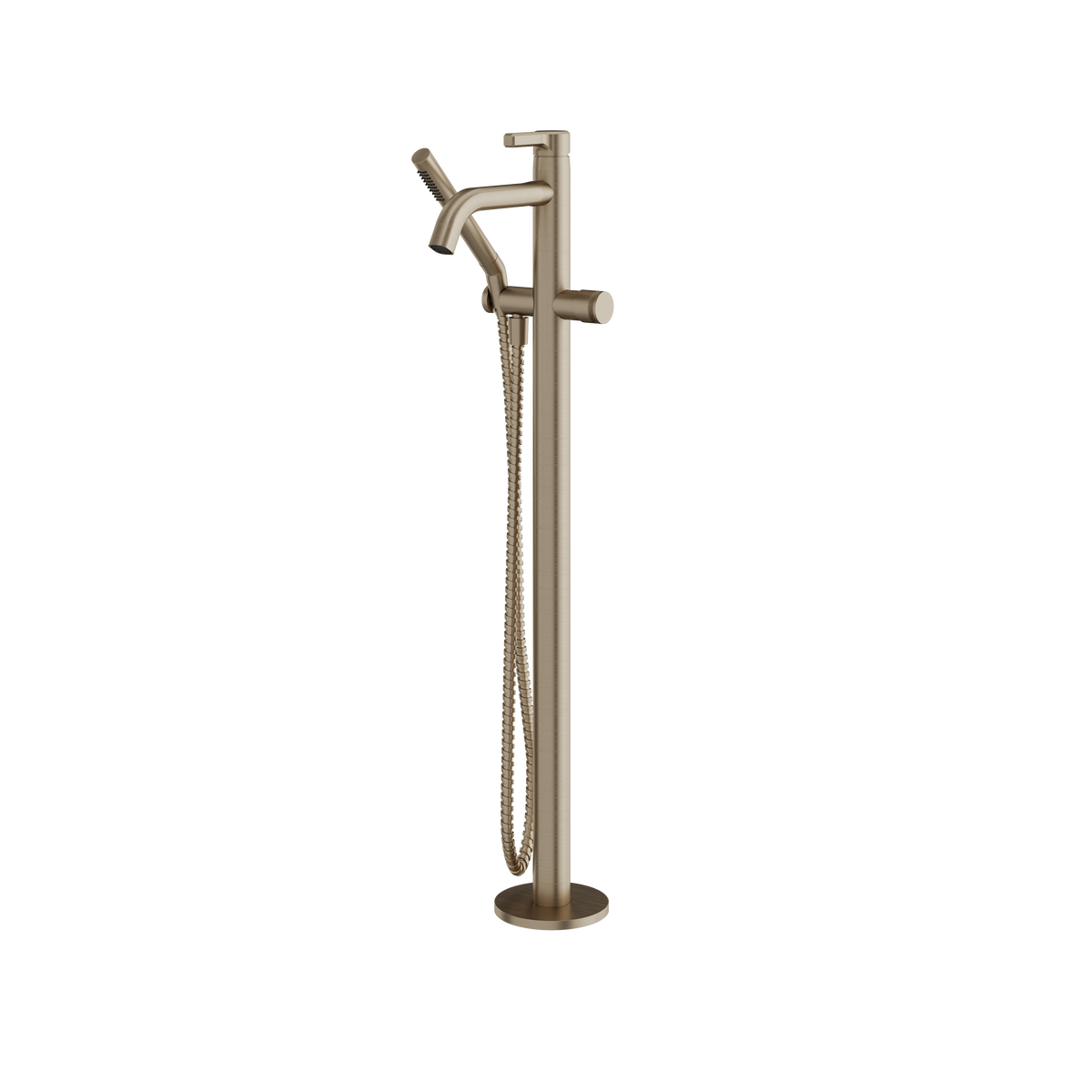 Aquabrass Ariston Floormount Tub Filler with Handshower 47085 in brushed nickel