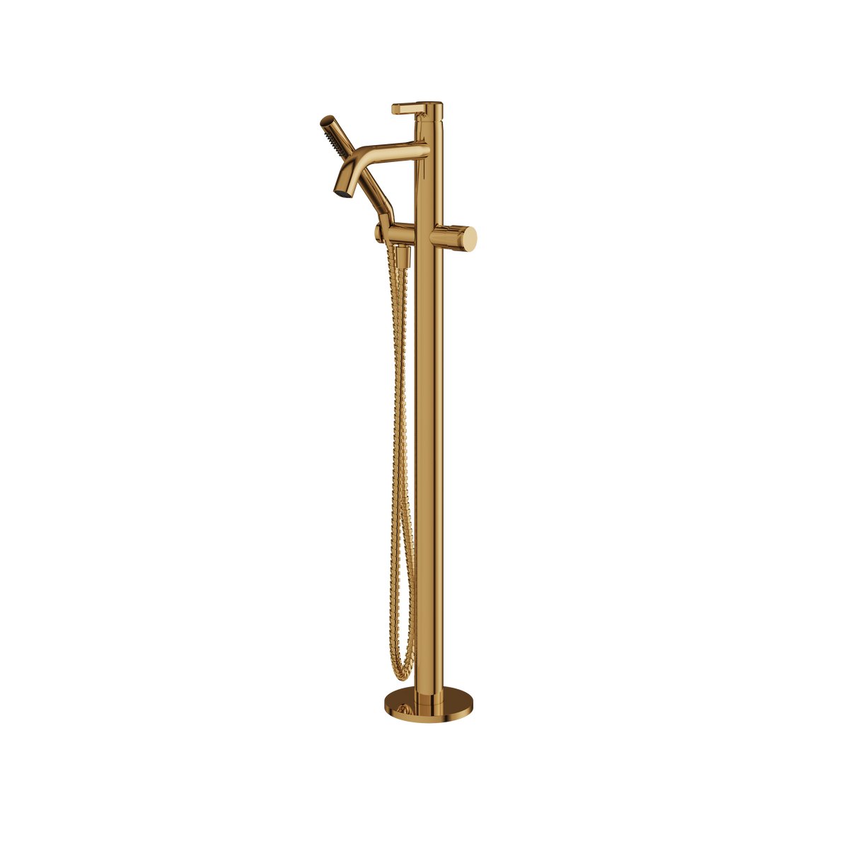 Aquabrass Ariston Floormount Tub Filler with Handshower 47085 in polished gold