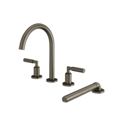 Aquabrass Aria 4-PIECE Deckmount Tub Filler with Handshower and 2 Mixers 48018 in brushed black chrome