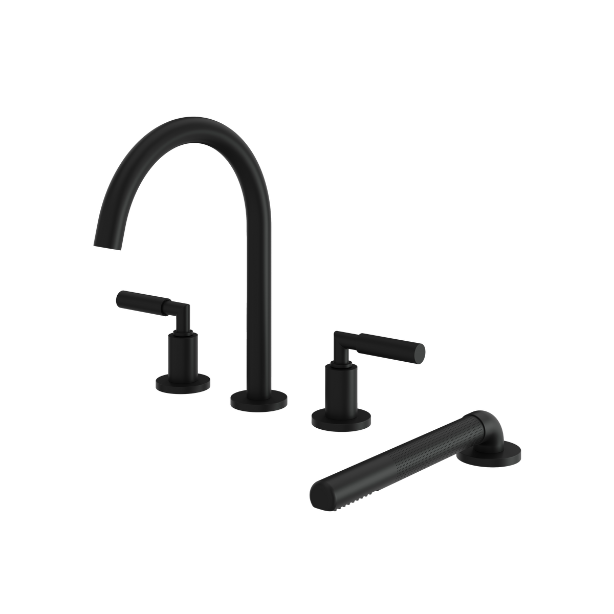 Aquabrass Aria 4-PIECE Deckmount Tub Filler with Handshower and 2 Mixers 48018 in black