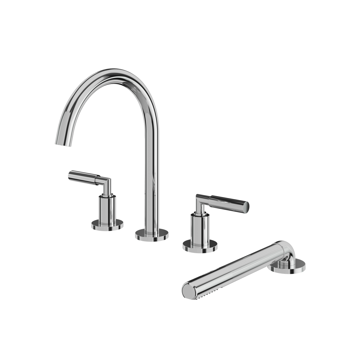Aquabrass Aria 4-PIECE Deckmount Tub Filler with Handshower and 2 Mixers 48018 in polished chrome