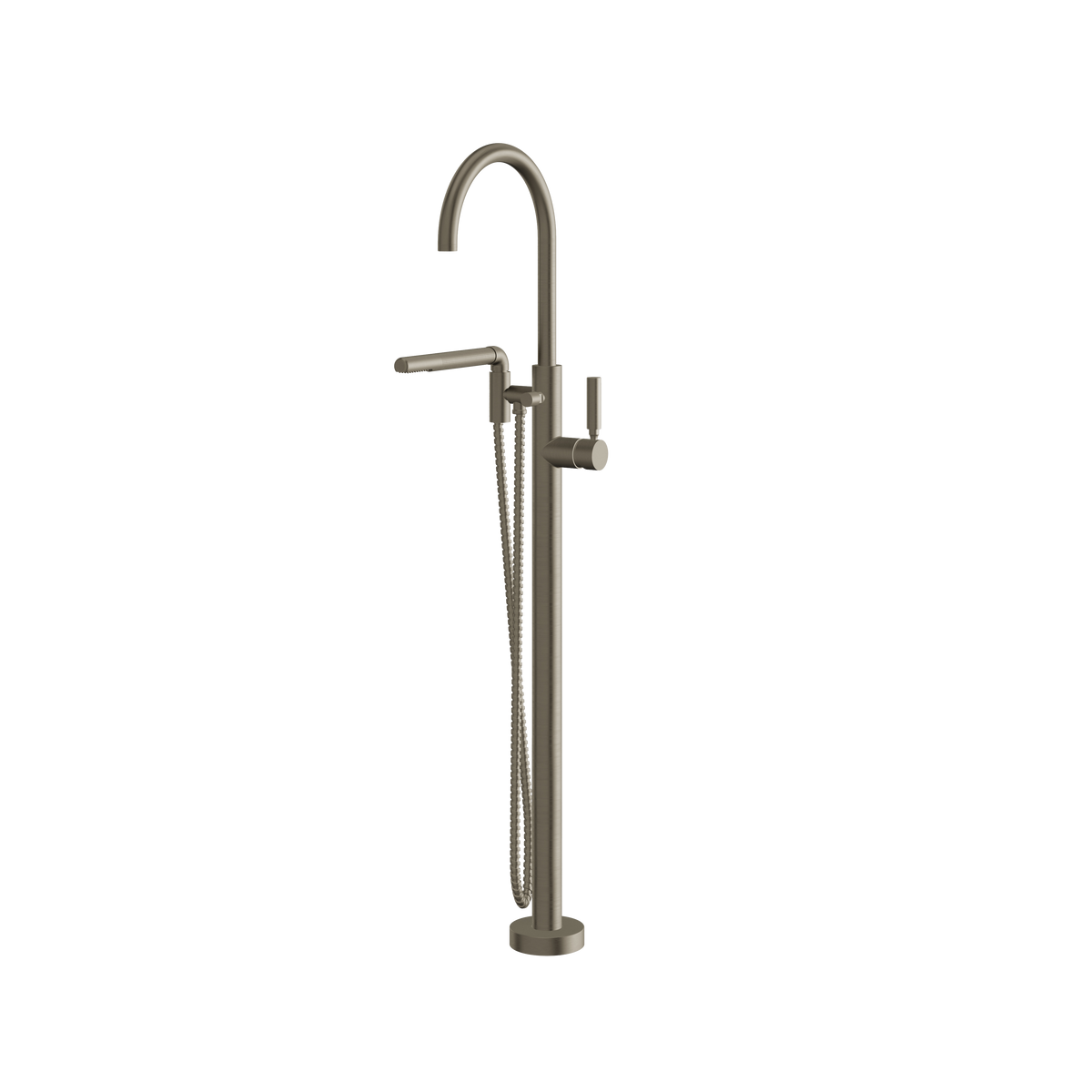 Aquabrass Aria Floormount Tub Filler with Handshower 48085 in brushed black chrome