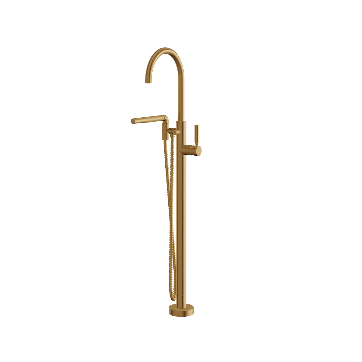Aquabrass Aria Floormount Tub Filler with Handshower 48085 in brushed gold