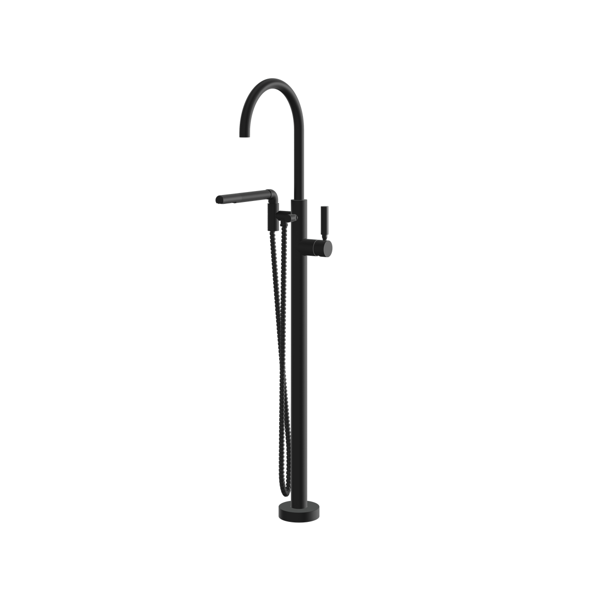Aquabrass Aria Floormount Tub Filler with Handshower 48085 in black