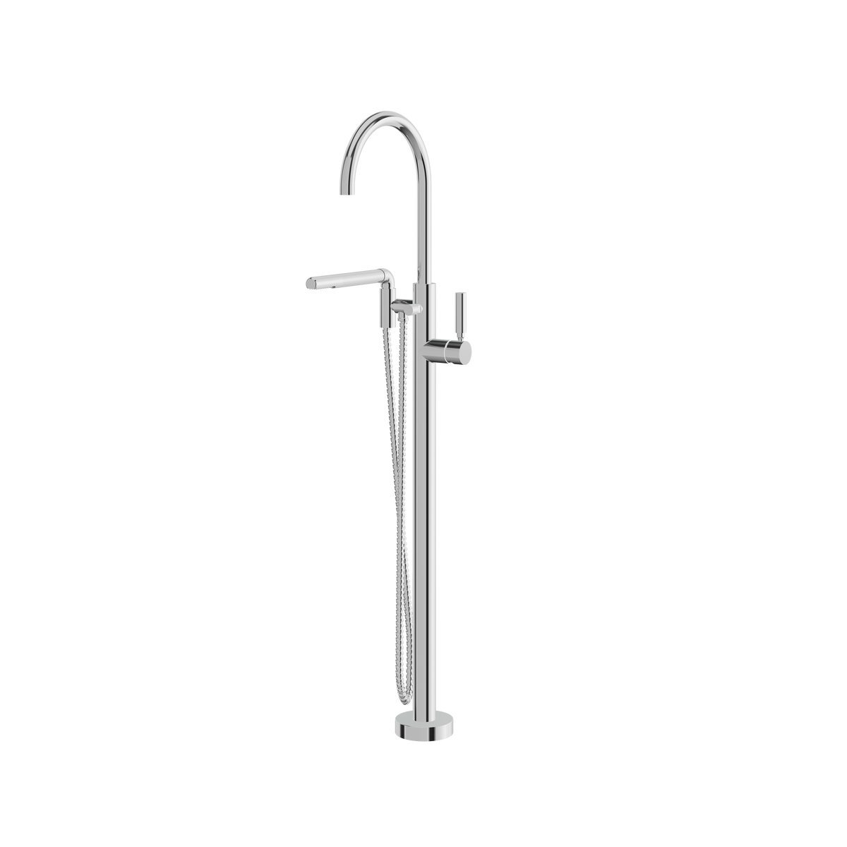 Aquabrass Aria Floormount Tub Filler with Handshower 48085 in polished chrome