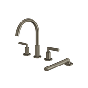 Aquabrass Montebello 4-PIECE Deckmount Tub Filler with Handshower and 2 Mixers 49018 in brushed black chrome