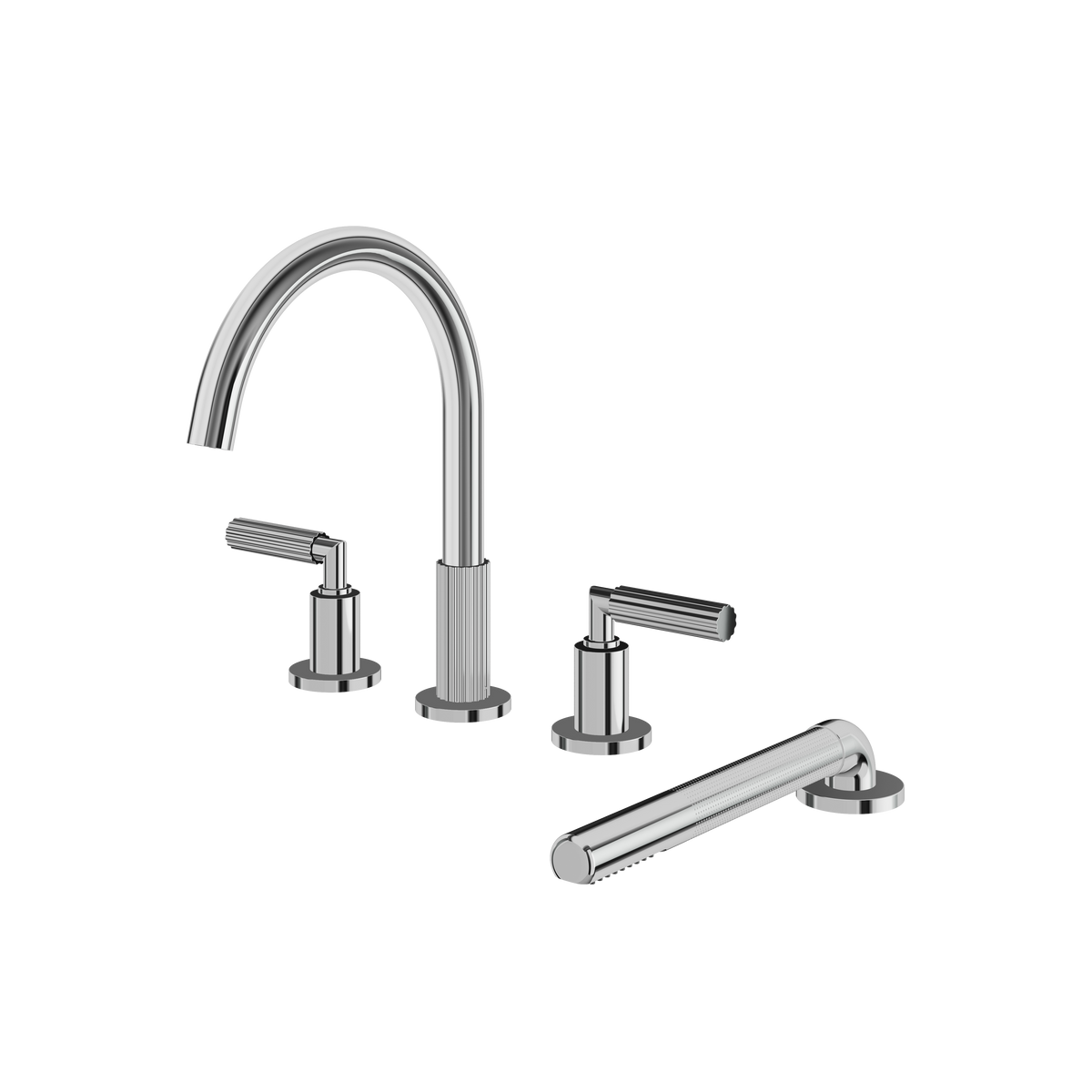 Aquabrass Montebello 4-PIECE Deckmount Tub Filler with Handshower and 2 Mixers 49018 in polished chrome