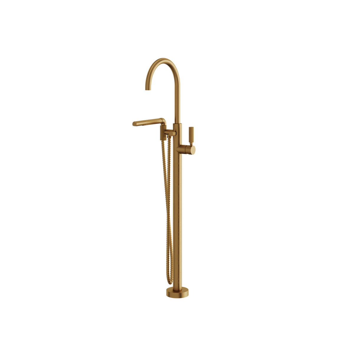 Aquabrass Montebello Floormount Tub Filler with Handshower 49085 in brushed gold