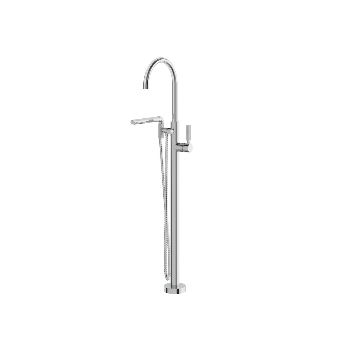 Aquabrass Montebello Floormount Tub Filler with Handshower 49085 in polished chrome