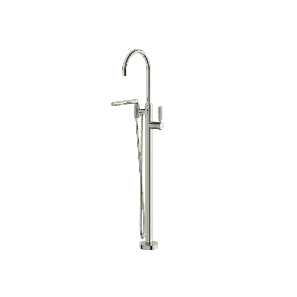 Aquabrass Montebello Floormount Tub Filler with Handshower 49085 in polished nickel