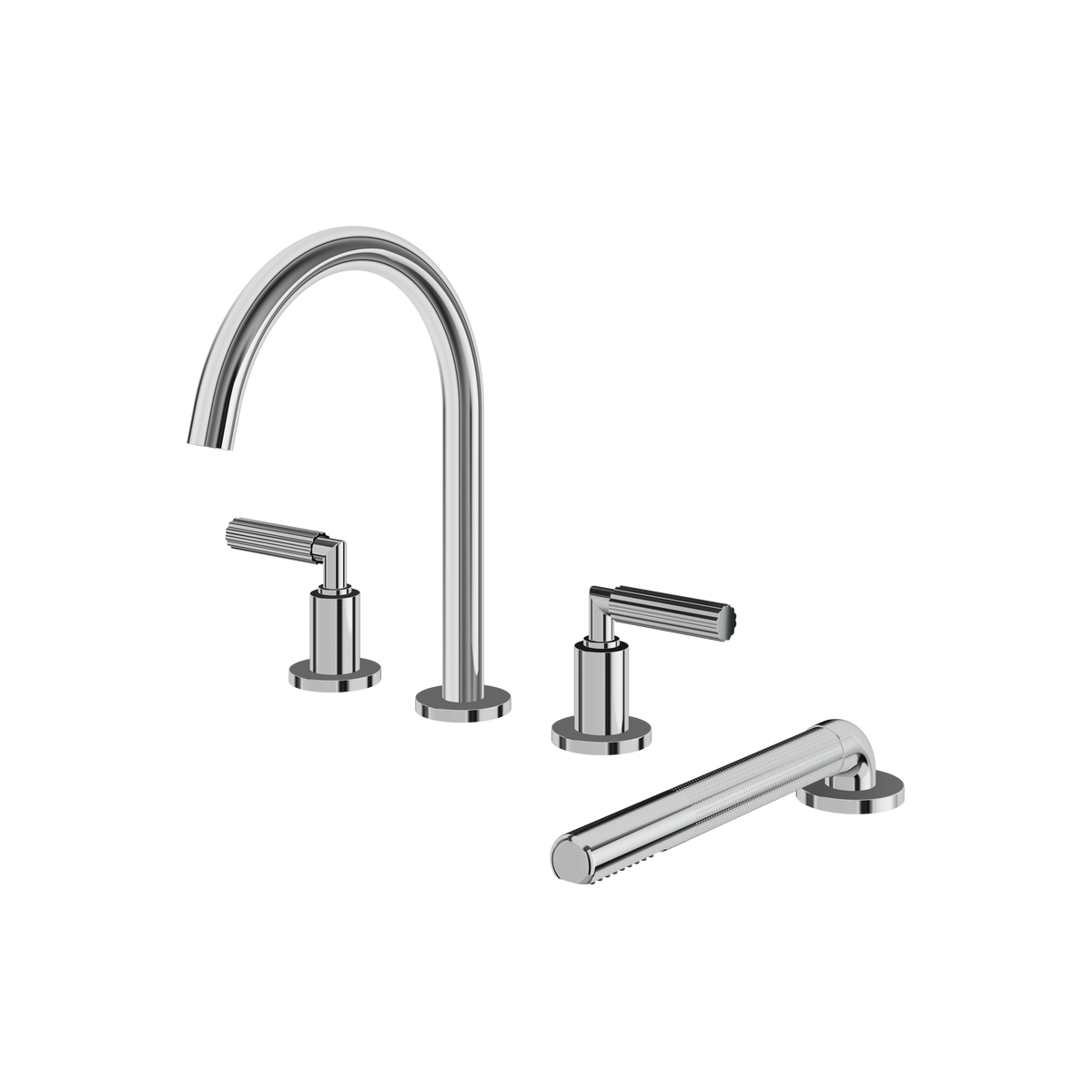 Aquabrass Montecarlo 4-PIECE Deckmount Tub Filler with Handshower and 2 Mixers 50018 in polished chrome