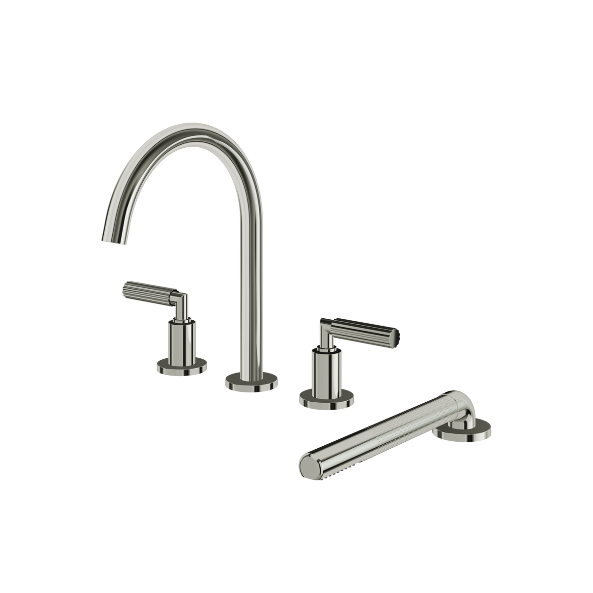 Aquabrass Montecarlo 4-PIECE Deckmount Tub Filler with Handshower and 2 Mixers 50018 in polished nickel