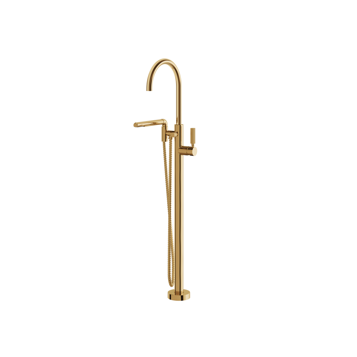 Aquabrass Montecarlo Floormount Tub Filler with Handshower 50085 in polished gold