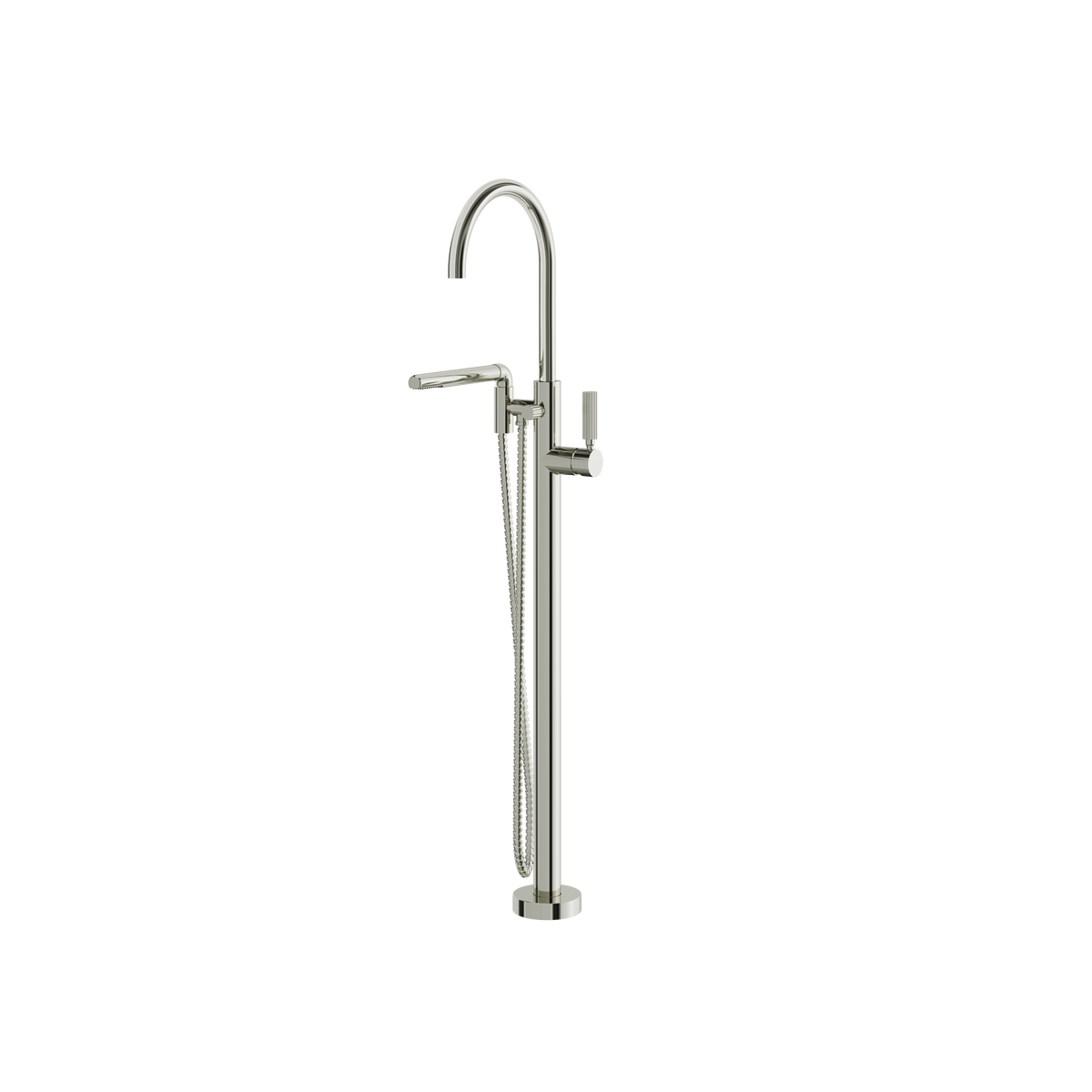 Aquabrass Montecarlo Floormount Tub Filler with Handshower 50085 in polished nickel