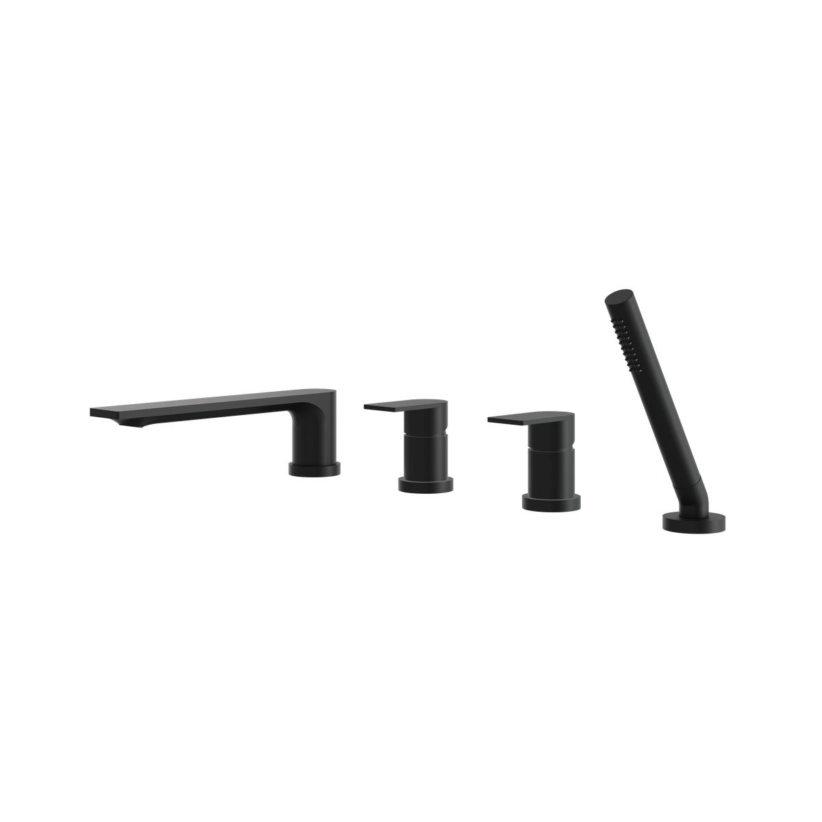 Aquabrass Alpha 4-PIECE Deckmount Tub Filler with Handshower and 2 Mixers 92017 in black