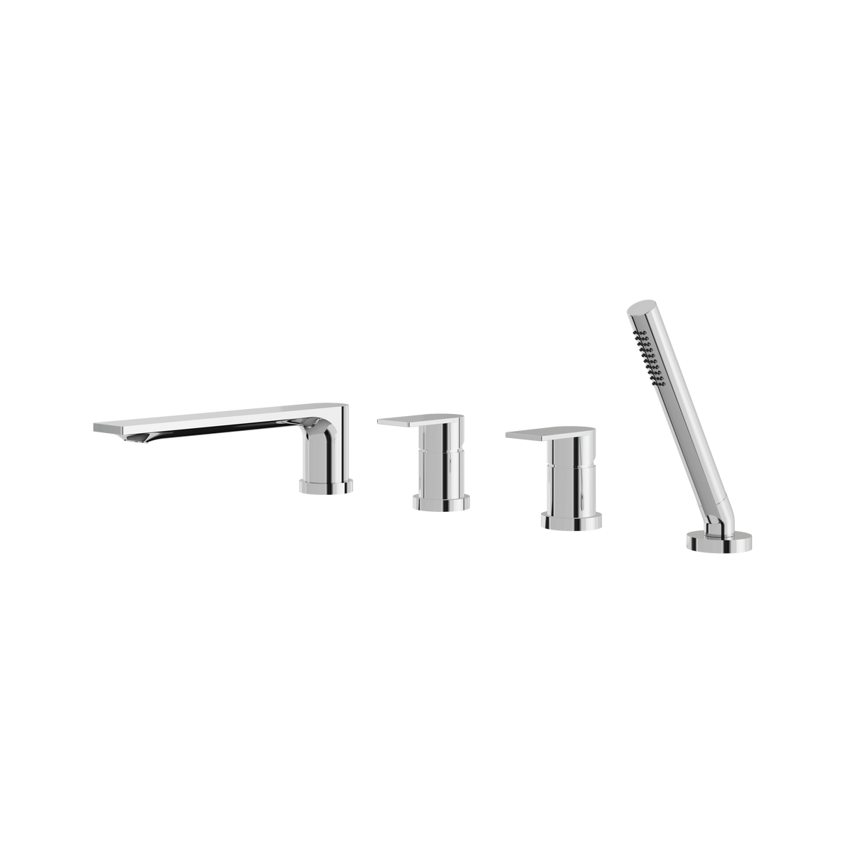 Aquabrass Alpha 4-PIECE Deckmount Tub Filler with Handshower and 2 Mixers 92017 in polished chrome