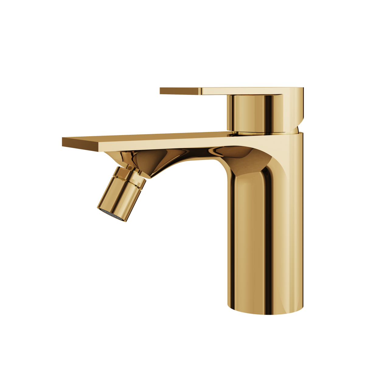 Aquabrass Alpha Single-hole Bidet with Swivel Spray 92024 in polished gold