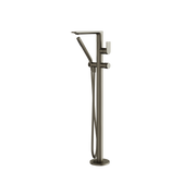 Aquabrass Alpha Floormount Tub Filler with Handshower and 2 Mixers 92NN85 in brushed black chrome