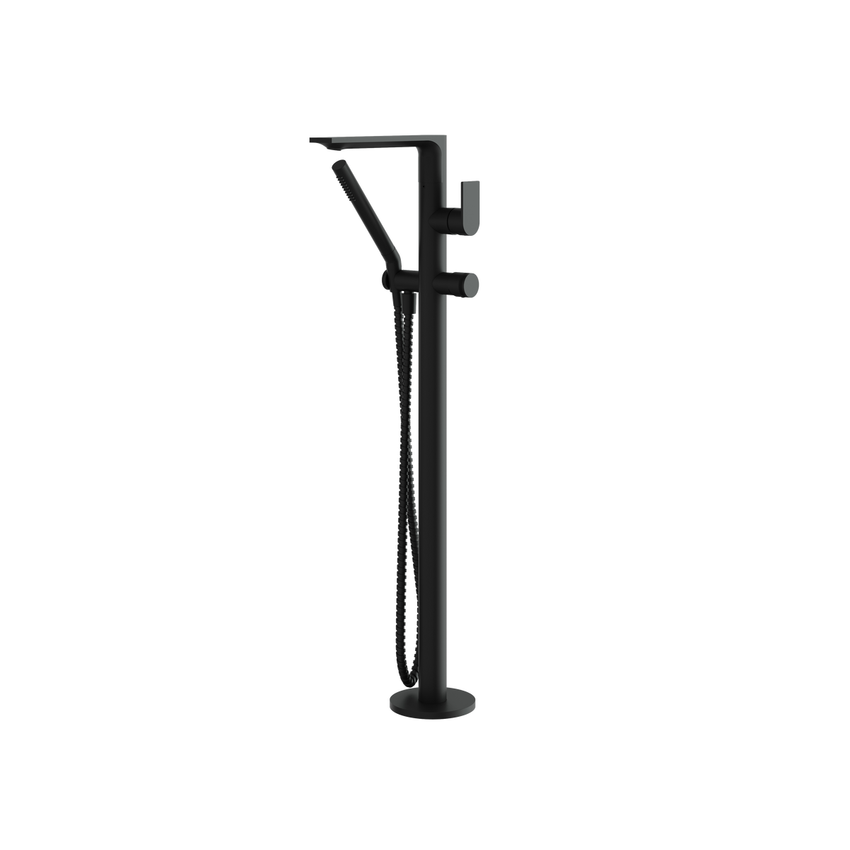 Aquabrass Alpha Floormount Tub Filler with Handshower and 2 Mixers 92NN85 in black