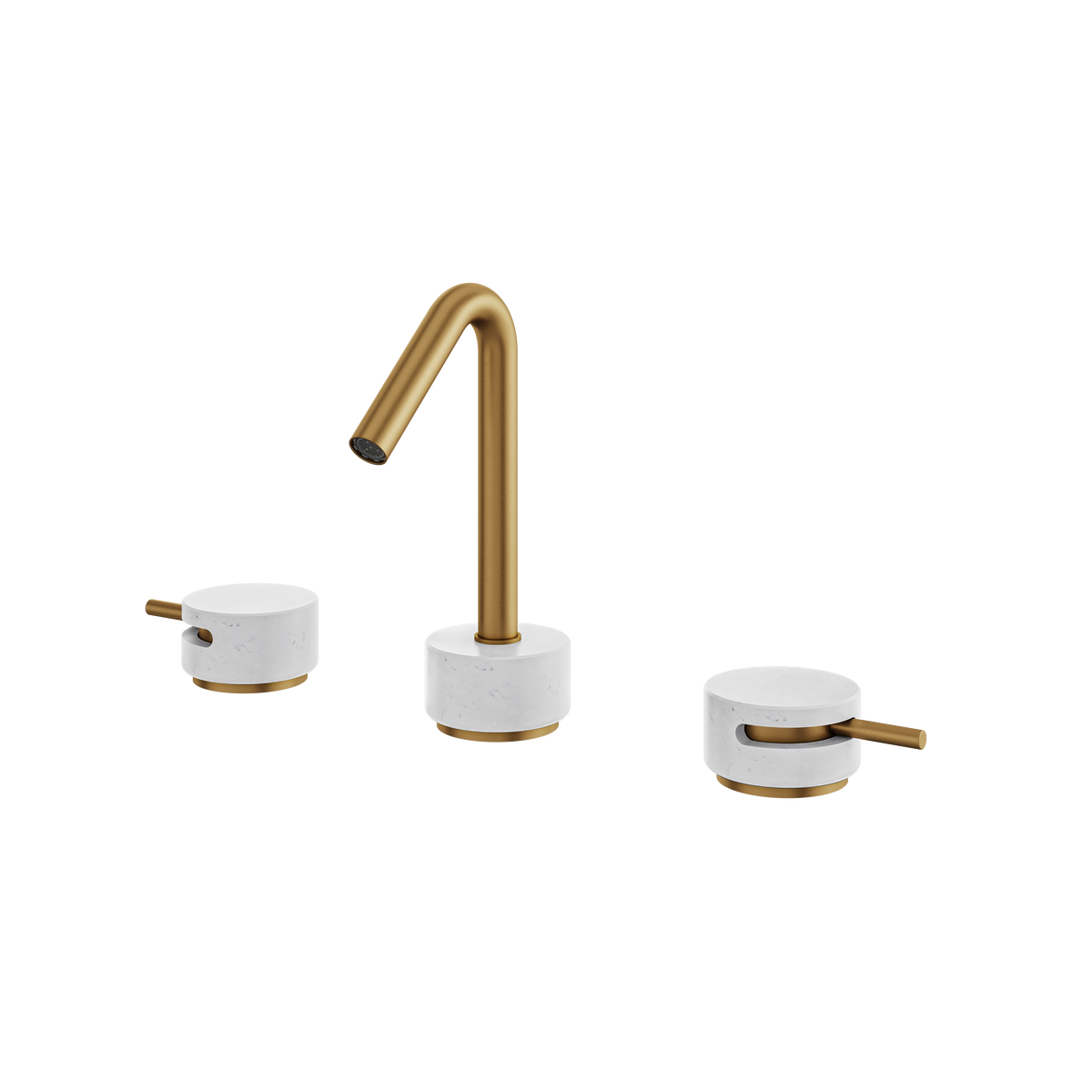 Aquabrass Marmo Widespread Lavatory Faucet CL16BC in white carrara brushed gold